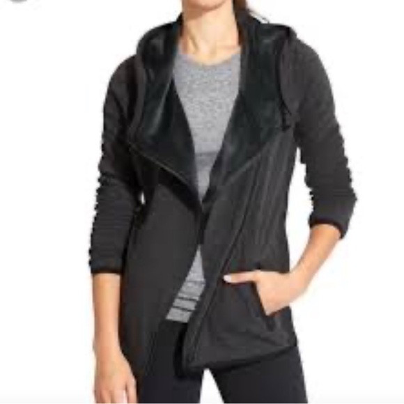 Athleta - women’s easy cozy dark grey hooded full zip up jacket sweatshirt SZ XS - Picture 1 of 8
